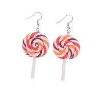 8 Pcs Large Dangle Ear Decorations Polymer Clay Lollipop Turquoise Hoop for Women Creative Earrings Thick Circle Cane