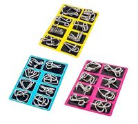 8 pcs Metal Brain Teaser Puzzles, Metal Brain Teaser Puzzles Ring Educational Toys for Intelligence Mind IQ Test Game for Kids, Adults, Relax and Increase Interaction (3 Colors)