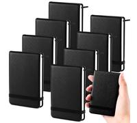 8 Pcs Mini Pocket Notebook Bulk, Small Leatherette Note Book, 4 x 2.5 Inch Hardcover Notepad with Tear-off Pages and Elastic Rubber Band for Nurses Gifts, Office and School Supplies, Black, 50 Sheets