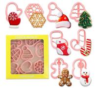 8 Pcs Moldes Galletas Navidad, 3D Navidad Moldes para Galletas de Plástico Niños, Navidad Cortadores de Galletas Formas Galletas Cookie Cutter Set para DIY Decorar Cookie Fondant, Galletas Tartas
