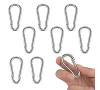 8 Pcs Mosquetón Pequeño de Acero, Mosquetones de Gancho de Resorte para Exteriores, Pesca, Llavero, Correa de Perro, Plateado