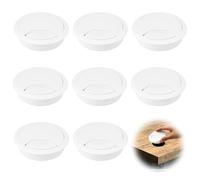 8 Pcs Pasacables Escritorio - Tapa para Agujero De Escritorio De 60 Mm con Ojales Integrados, Tapa para Cables con Orificio Pequeño para La Gestión De Cables En El Hogar Y La Encimera (Blanco)
