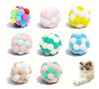 8 Pcs Pelota Gato con Cascabel,Dancepandas 4.8 cm Pompones Coloridas para Gatos,Pelota Juguetes Interactivos para Gatos Gatitos Masticar Rascar,Mascotas de Interior