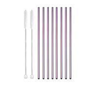 8 Pcs Reusable Drinking Straw Metal Straws Cleaner 304 Stainless Steel Set Straight Bent Drinkware(8Pcs Rainbow A)