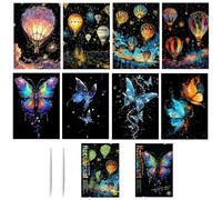 8 PCS Scratch & Sketch Art Paper A4 para niños y Adultos,Luminosos Imágenes para Rascar Scratch Art,Scratch Painting Creative Gift, Scratchboard para Adultos y niños con 2 Herramientas