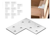 8 Pcs Soporte de Placa Plana, Placas de Fijación de Metal, Soportes de Esquina en Forma de L, Soportes ángulo Planos Pletina, Placas de Fijación Planas para Madera Muebles, 76 x 76 x 38 mm