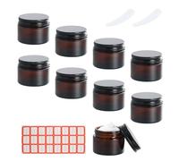 8 Pcs Tarros de Vidrio Ámbar 20ml 30ml 50ml, Tarros Cosméticos Vacios con Tapa Hermética, 2 Cuchara y Pegatina, Recipiente de Muestra, Tarro de Cristal Hermetico Cremas, Resistente UV (30ml)