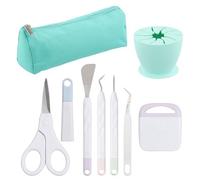 8 Pcs Vinilo Herramientas de Deshierbe, Accesorios de Silueta con Tijera Pinzas Escardadores Raspador Espátula Recogedor de Restos Bolsa de Almacenamiento, Kit de Herramientas Manualidades para Craft