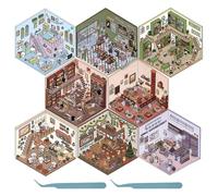 8 pegatinas 3D para casa en 3D, pegatinas para casa en miniatura, pegatinas de bricolaje, escenas de supermercado, cafetería, restaurante para adultos y niños (8 unidades, C)
