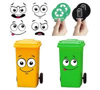 8 pegatinas adhesivas para cubos de basura, expresiones de dibujos animados reciclados, pegatinas decorativas autoadhesivas para pared de ojos y boca, pegatinas grandes para frigorífico, cubo de pared