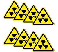 8 pegatinas de advertencia, 6 x 5 cm, protección radiactiva UV, laminadas, impermeables, impresión digital, advertencia