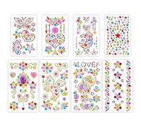 8 Pegatinas de Strass Autoadhesivas para Niños - Diamantes Brillantes con 8 Diseños - Stickers de Acrílico para Manualidades, Decoración DIY de Botellas, Marcos, Fiestas