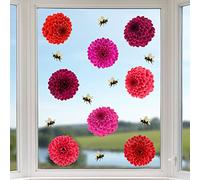 8 pegatinas grandes para ventana de flores, no adhesivas, hermosa decoración de vinilo que se puede utilizar como calcomanías de seguridad de vidrio para disuadir a los pájaros de golpes de ventana