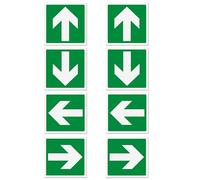 8 pegatinas para flechas de salida de emergencia, formato 12 x 12 cm, señalización de salida de seguridad, 8 unidades