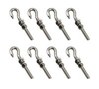 8 pernos de ojo de acero inoxidable M8 con tuerca y arandelas, vástago largo roscado, gancho redondo, tornillo de ojal