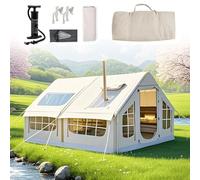 8 Personas Tienda De Campaña Hinchable, Tenda Campismo Montaje Rapido para Exteriores con Apertura De Chimenea Y Claraboya, Tienda De Campaña Inflable Grande Carpa Familiar De La Casa De Aire Grey2