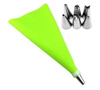 8-Piece Cake - Baking Tool Set With Stainless Steel Piping Tips & Reusable Piping Bag - Professional F6 Nozzles For Buttercream, Cupcakes, Muffins & Dessert Decorating (20x20x4cm)