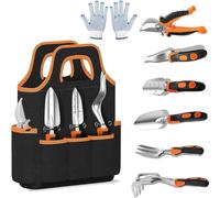 8-Piece Garden Tool Set with Storage Bag - Magnesium Alloy Trowel, Rake, Cultivator, Pruner & Gloves For Outdoor Plant Care(Green)