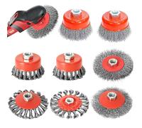 8 Pieces Wire Brush for Drill Grinder, Accessories for M14 Diámetro de 75 mm y 100 mm Angle Grinder, Wire Brush Suit with Thread, for Sanding, Deburring and Removing Rust