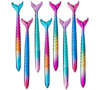 8 pieza Sirena Bolígrafo, Cola de Pescado Bolígrafo, Concha de Color Degradado Se Utiliza, Creativos, para Escribir, Material Escolar, Regalos Festival (de Tinta Negro)