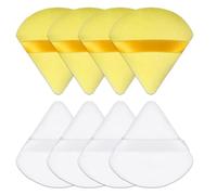 8 Pieza Soplos de Polvo, Juego Triángulo Polvos Puffs, Maquillaje Puff con Correa Esponja Herramientas, Borlas de maquillaje, Esponjas para base y polvo, powder puff (Amarillo/Blanco)