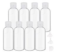 8 Piezas 100 ml Botellas de Plástico, Botes Rellenables Viaje Botes con 3 embudos, Botella plástica cosmética Transparente para cosméticos champú Accesorios de Viaje etc