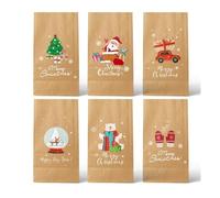 8 piezas/12 bolsas de papel kraft para galletas, Papá Noel, muñeco de nieve, bolsas de embalaje de Navidad, suministros de decoración de fiesta de Navidad (12 unidades -623)