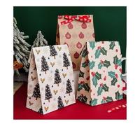 8 piezas/12 bolsas de papel kraft para galletas, Papá Noel, muñeco de nieve, bolsas de embalaje de Navidad, suministros de decoración de fiesta de Navidad (8 piezas -1932)