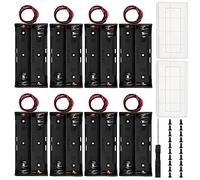 8 Piezas 18650 Soporte de Batería, KUOQIY 2 x 3.7V Caja de Soporte de Batería con Cables, con 2 Piezas Caja de Batería de Plástico y Destornilladores y Tornillos