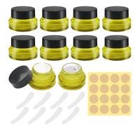 8 Piezas 20ml Tarro de Vidrio Ámbar, Envase Cosmético Botellas de Vidrio Vacías con Tapa Etiqueta Botella Espátula, Envases Vacíos Rellenables para Cosméticos, Cremas, Esenciales, Lociones