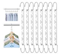 8 Piezas 26CM Perchas Ahorra Espacio, Perchas Multiples de Metal, Perchas Plegables con Capacidad para 12 Prendas