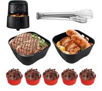 8 piezas Accesorios Freidora de Aire para Aigostar 4L, Philips 2000-Serie 4,2L (NA229/00), Russell Hobbs 4l, 20CM Molde Silicona Freidora de Aire sin Aceite, Reutilizable Moldes Silicona Air Fryer
