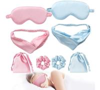 8 Piezas Antifaz Para Dormir con Diadema,Cinta para El Pelo y Bolsa de Almacenamiento para Mujer Fiestas de Pijamas,Máscara para Dormir Kit para Oficina,Satén Máscara de Dormir para Viajes y Siesta