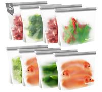 8 Piezas Bolsas Silicona Reutilizables, ReaGold Bolsas Congelacion Reutilizables, Bolsa Zip Alimentos Reutilizable sin BPA, Bolsa Congelar Zip Alimentos para Frutas, Almuerzos, Viajes