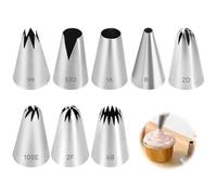 8 Piezas Boquillas Manga Pastelera Profesionales, Boquillas Decorativas, Repostería Grandes Churros, Estrella Cerrada para Decoración Cupcakes, Tartas