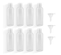 8 Piezas Botellas Vacías de Plástico 100ml Botella Cosmética Transparente Botellas de Viaje con 3 Embudo Botes Viaje para Rellenar Líquidos o Cosméticos