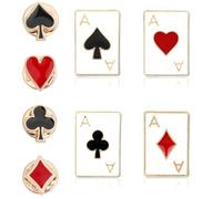 8 Piezas Broche de Póquer, Broche de Camisa, Espada Negra Corazón Rojo Baya Negra Cuadrado Rojo Broche de Naipes, para Hombres, Mujeres, Chales, Solapa