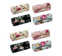 8 Piezas Caja De Almacenamiento con Tapa De Espejo para Llevar Pintalabios Estuche Porta Pintalabios Almacenamiento De Joyas De Brocado Travel Portátil Valija De Las Mujeres