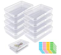 8 Piezas Caja de Naipes de Plástico Transparente, Cajas de Cartas de Juego, Estuche de Naipes, con 160 Etiquetas en Color, Caja de Almacenamiento Transparente para Tarjetas, Bancarias, Visita Naipe