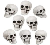 8 Piezas Calaveras de Halloween Realista Buscando pequeñas Cabezas de cráneos Miedo de Halloween cráneo Humano Cabeza del cráneo de plástico para la Fiesta de casa Foto Prop decoración