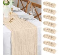 8 Piezas Camino de Mesa Beige, 90 x 300 cm FoiiLiio Caminos de Mesa Tela de Gasa para Queso Estilo Boho para Decoración de Bodas, Baby Showers, Cumpleaños y Fiestas