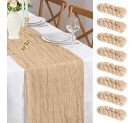 8 Piezas Camino de Mesa Champán, 90 x 300 cm FoiiLiio Caminos de Mesa Tela de Gasa para Queso Estilo Boho para Decoración de Bodas, Baby Showers, Cumpleaños y Fiestas