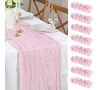 8 Piezas Camino de Mesa Rosa, 90 x 300 cm FoiiLiio Caminos de Mesa Tela de Gasa para Queso Estilo Boho para Decoración de Bodas, Baby Showers, Cumpleaños y Fiestas
