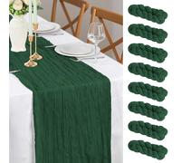 8 Piezas Camino de Mesa Verde Oscuro, 90 x 300 cm FoiiLiio Caminos de Mesa Tela de Gasa para Queso Estilo Boho para Decoración de Bodas, Baby Showers, Cumpleaños y Fiestas