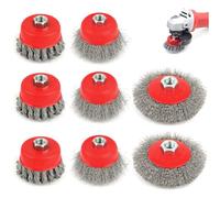 8 Piezas Cepillo de Alambre para Taladro Amoladora, Cepillo Alambre Taladro para M14 Amoladora Angular, Cepillo Metalico para Talado de 75 mm y 100 mm de DiáMetro, Desbarbar y Eliminar óxido