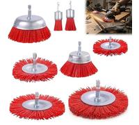 8 Piezas Cepillo de Nailon para Taladro: 8 Tamaños Juego de Cepillos Metálicos para Amoladora Angular con Eje De 1/4 para Moler Eliminar óxido Limpieza