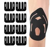 8 Piezas Cinta Kinesiológica para Rodillas, Cintas Kinesiotape Precortadas para el Dolor de Rodilla Alivio de Dolor, Resistente al Agua y Elástica, Cinta Original de Algodón (Negro)