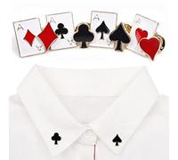 8 Piezas Conjunto de Broche para Traje y Camisa - Espada Negra, Corazón Rojo, Baya Negra, Cuadrado Rojo - Broche de Vestido de Naipes para Hombres, Mujeres, Sombreros