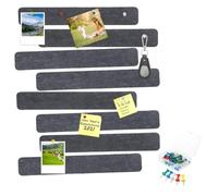 8 Piezas Corcho Pared Autoadhesivo - 33x5cm Pizarra Corcho con 50 Chinchetas - Tablon de Anuncios - Paneles de Fieltro Memo Board - Decoración de Pared para Oficina, Cocina, Dormitorio - Gris Oscuro