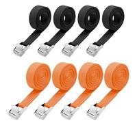 8 Piezas Correa de Amarre, 1M 2.5M Cinturón de Amarre con Hebilla, Ajustable Cinchas de Amarre con Correas Tensoras de Presión para Bicicletas Motocicletas Equipaje, 25mm, Negro y Amarillo